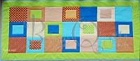 BQ barna-kék-zöld mozaik takaró, ágyterítő, falvédő