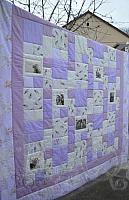 BQ lila-ekrü mozaik ágytakaró
