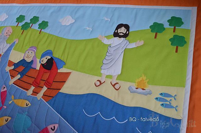 BQ Csodálatos halfogás textil falikép vallásos témával